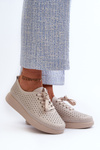 Leather Platform Sneakers by S.Barski LR278 Beige