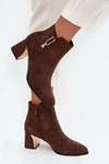 Women's heeled ankle boots with gold details brown Kalivra