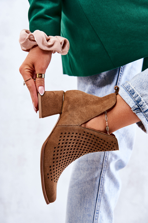 Suede Openwork boots Lewski Shoes 3165 Camel