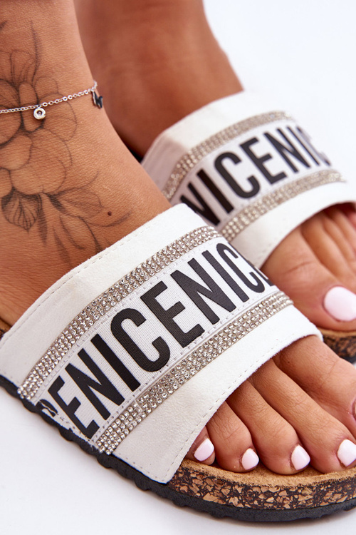 Klapki Na Korku Cyrkonie Białe Be Nice 20SD10-2450