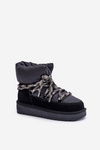 Suede Snow Boots Women With Thick Lacing D.Franklin DFSH375003 Black