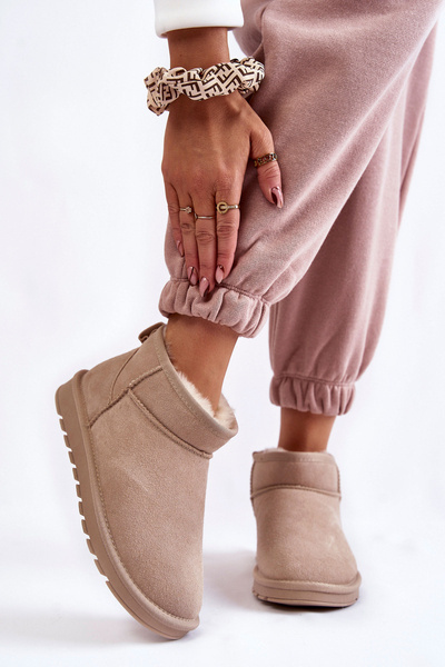 Women's Suede Low Snow Boots Light beige Shelie