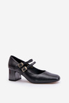 Leather Heels With Straps On The Block Black Laura Messi 2857