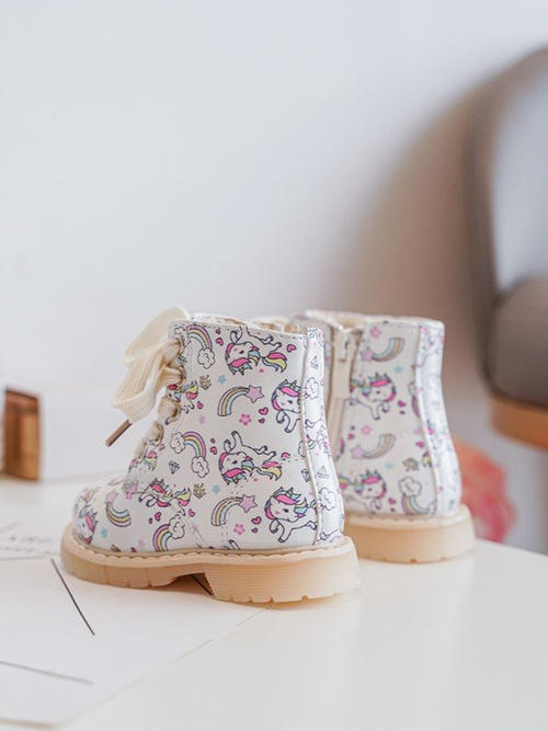 Kids' Lined Zip-Up Boots Beige Dolida