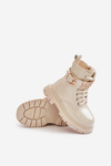Girls Patent Boots Insulated With Decorative Strap Beige Gilian