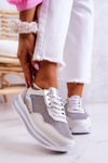 Buty Sportowe Sneakersy Damskie Wygodne Biało-Srebrne Bourne