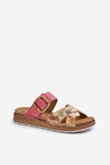 Comfortable Women's Flip Flops with Buckle in Flowers Inblu GS000051 Pink