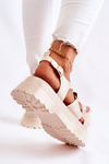 Women's Leather Sandals On The Platform Beige Corene