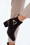 Insulated women's ankle boots with a heel with gold elements black Ambrine