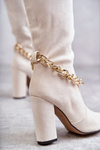 Women's Suede Warm Boots With A Chain Light Beige Jasmin