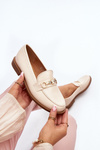 Women's Flat Heel Eco Leather Loafers Beige Vimedia