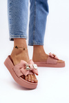 Women's Slippers with Bow and Teddy Bear Pink Katterina