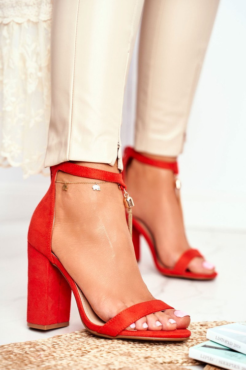 Orange Suede Stiletto Sandals with Tassel Annick