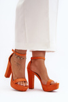 Comfortable suede sandals with high heel orange Essence
