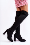 Striped Classic Boots On Heel Black Laossi