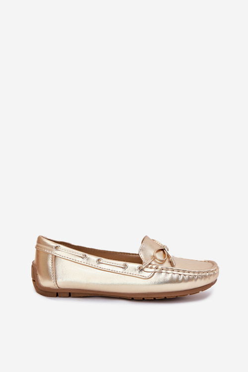 Women's eco leather loafers gold Si Passione