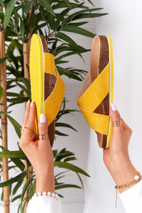 Leather Profiled Slippers Big Star HH274596 Yellow