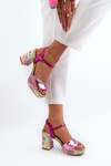 Women's Flower Print Stiletto Sandals D&A CR980 Pink