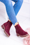 Maroon Women's Flat Heel Gravis Stiletto Boots