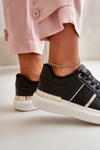 Fashionable Women's Platform Sneakers Made Of Eco Leather Black Nevisase