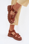 Eco Leather Sandals Women With Buckles Camel Mireza