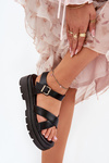 Ladies Platform Sandals Made Of Eco Leather Black Gevinniser