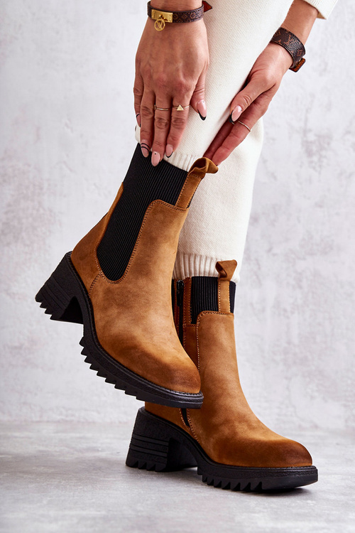 Women's Warm Boots On Heel Camel Abella