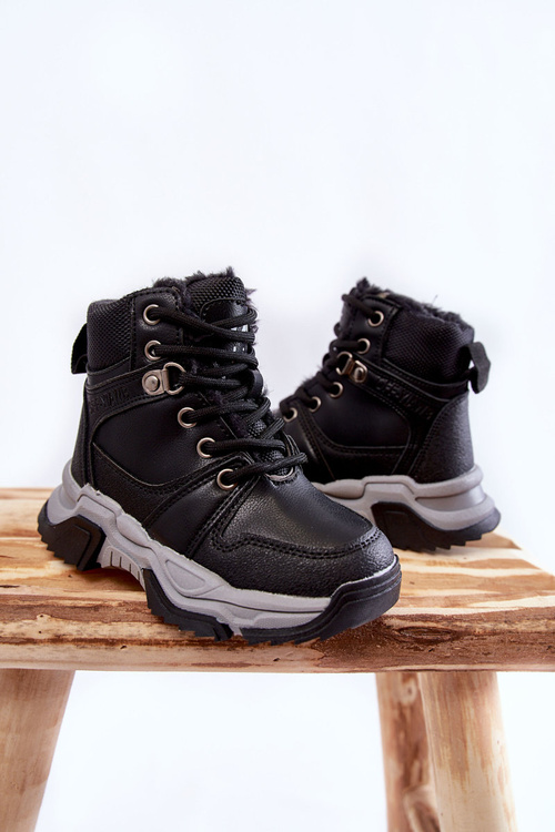 Children's Boots Warm Trappers With Zipper Black Marvin