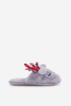 Christmas Slippers With Reindeer Motif Gray Sylaia