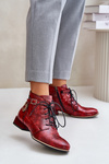 Women's Leather Patent Ankle Boots Maciejka Red 5743A-08