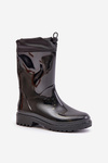 Women's Rain Boots With Drawstring Black Ellatiel
