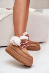 Low Women's Snow Boots On Platform With Fur Camel Neathren
