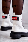 Women's Lacquered Boots Lace-up Workers White Conny