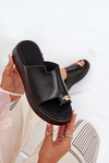 Womens Platform And Low Wedge Sandals With Decorative Detail Black Saqesse