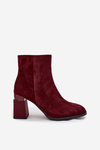 Women's Ankle Boots Made of Natural Suede on Heel Lined D&A CR52-718 Bordeaux