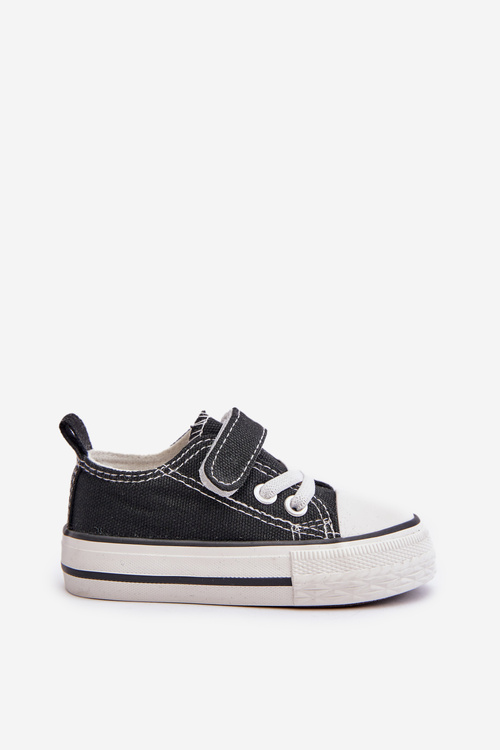 Children's Fabric Velcro Sneakers Black Daloma