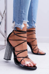 Women's Zirconia Stiletto Sandals Tied Black Everything