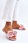 Women's Slippers With Bow And Rhinestones Pink Jolene