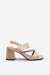 Women's Elegant Sandals with Stiletto Heel Beige D&A MR38-549