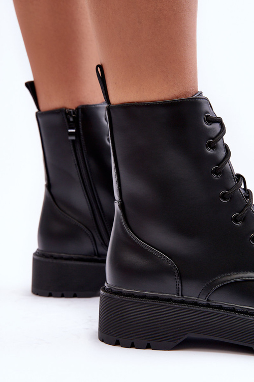 Botki Workery Skóra Czarne Teflorna CLS-270