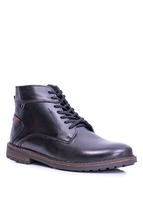Black Men's Leather Boots Warmed Devenor Boots