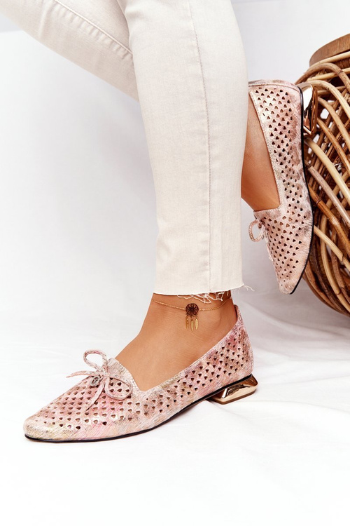 Openwork Loafers On Gold Heels Vinceza 21-10602 Multicolour