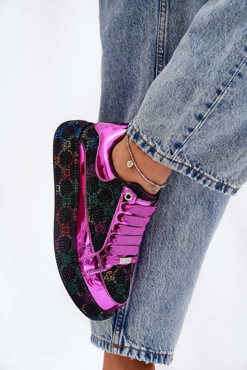 Women's Decorated Sneakers On Platform Black GOE NN2N4006