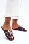 Women's Decorated Stones Slippers S.Barski 617-22 Black 