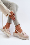Women's Flat Heeled Sandals with Beige Ornament D&A MR38-656