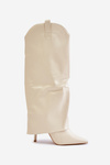 Stiletto Boots With Turned Shaft Light Beige Bellinna