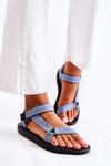 Classic Women's Sandals With Velcro Light Blue Kalla