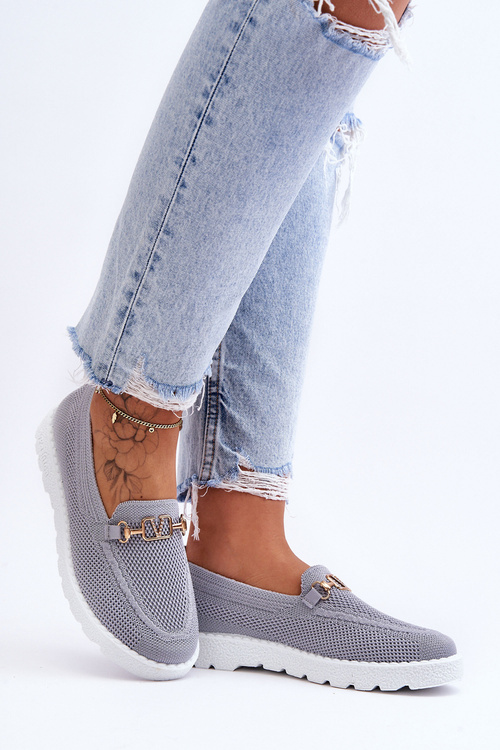 Tenisówki Damskie Wsuwane Slip-On Ozdoba Szare Alena JY301