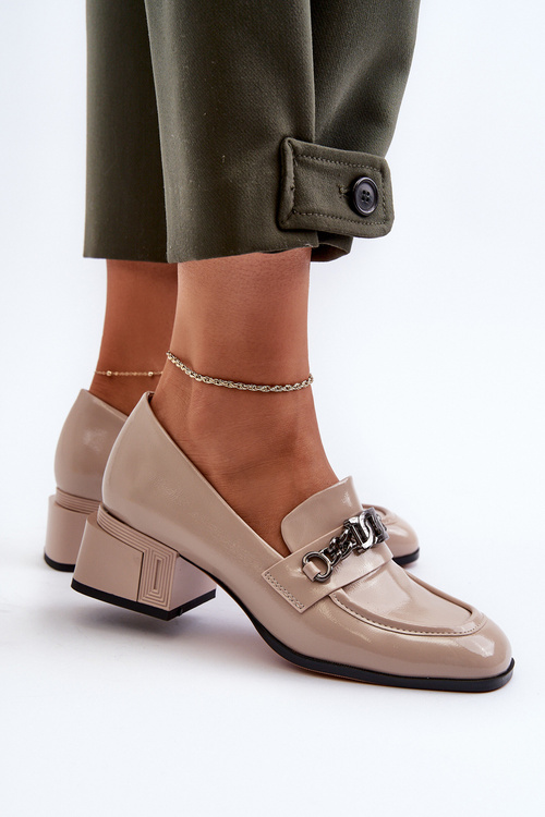 Beige Patent Leather Court Shoes S.Barski MR38-960