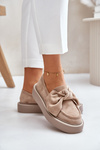 Womens Moccasins On Platform With Bow Beige Naivine